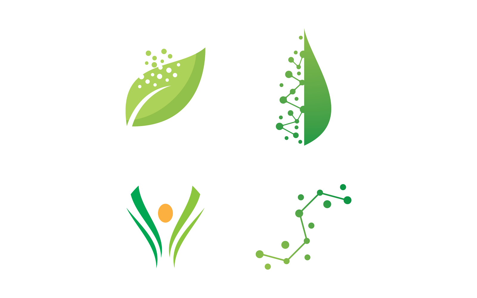 Bio tech leaf and molecule logo design vector