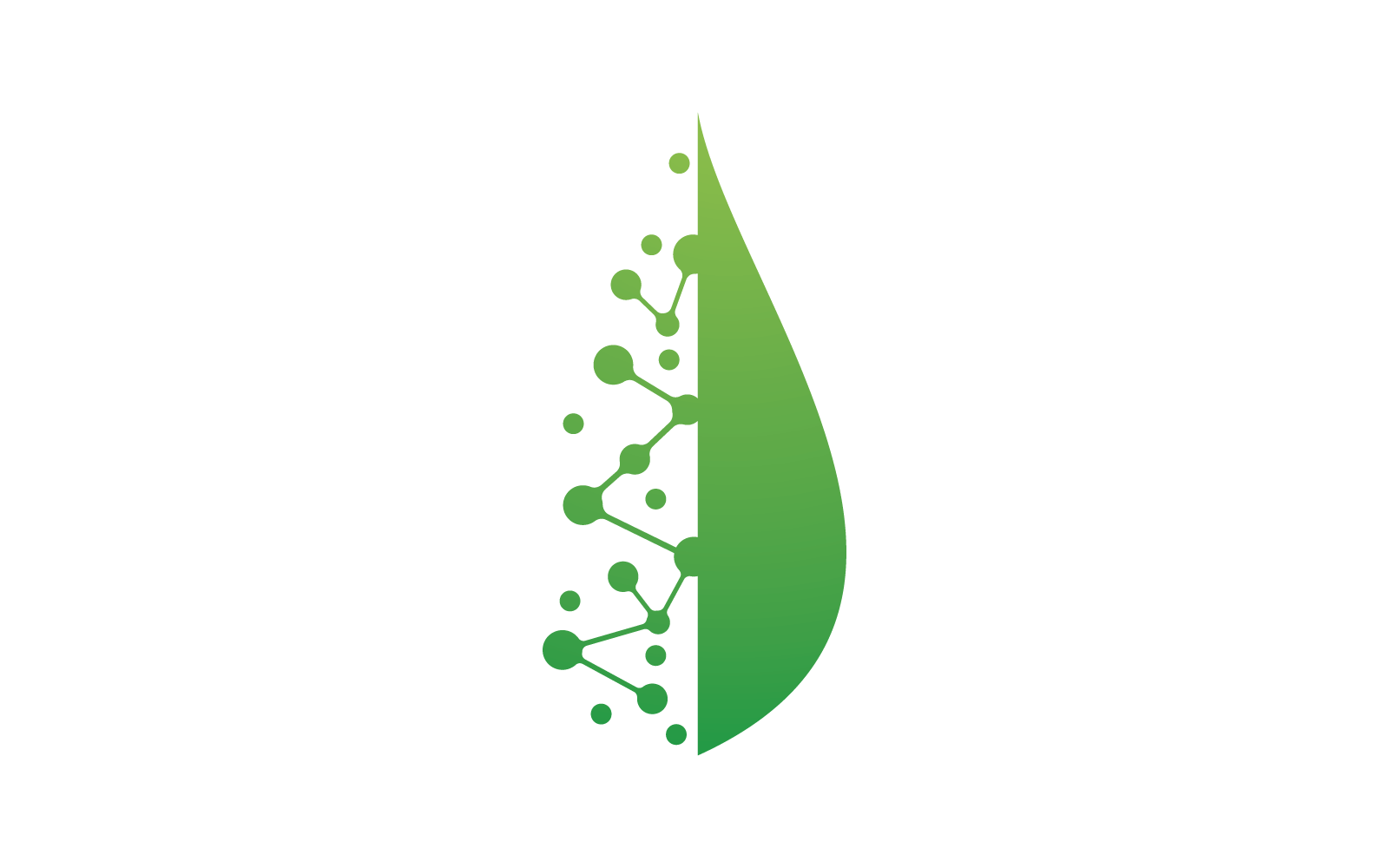 Biyo teknoloji yaprağı ve molekül logosu düz tasarım vektörü