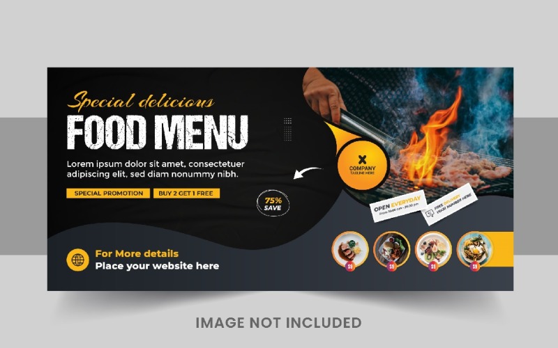 Food Web Banner Template or Food social media cover template design layout Corporate Identity