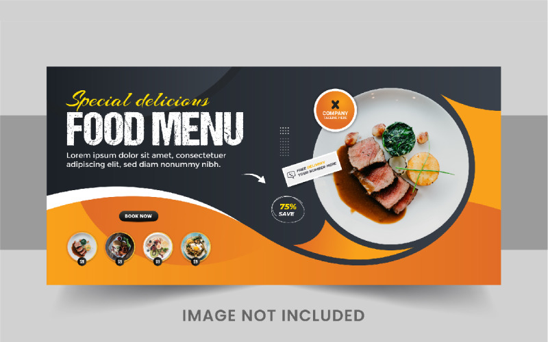 Food Web Banner Template or Food social media cover template design Corporate Identity