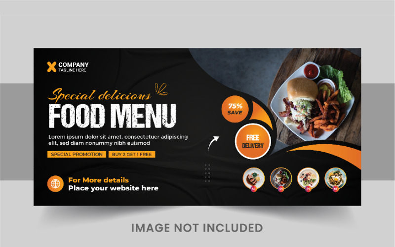 Food Web Banner Template or Food social media cover Corporate Identity