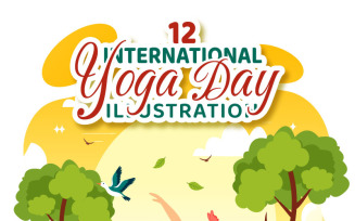 12 International Yoga Day Vector Illustration