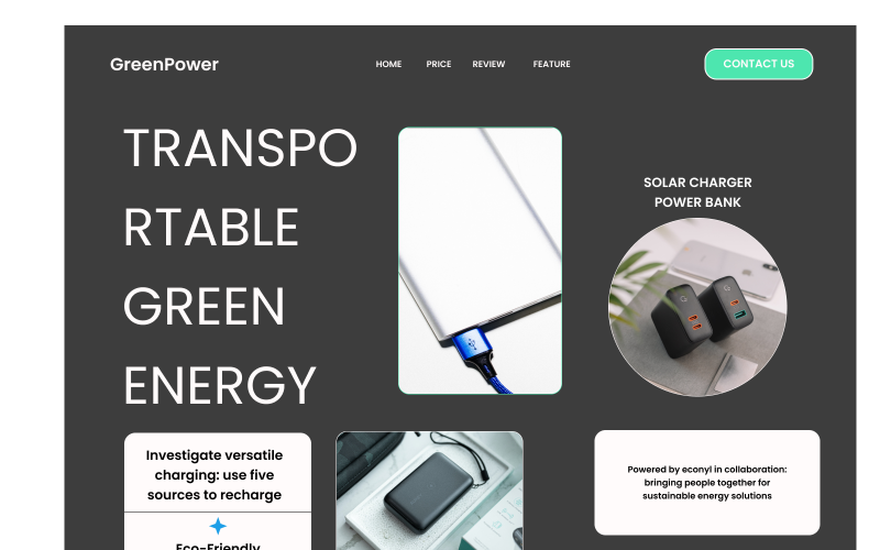 Green Power Figma Template Hero Page UI Element