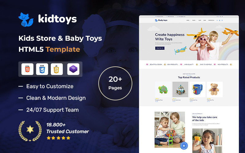 Kidstoys – Kids Store & Baby Toys eCommerce HTML5 Template Website Template