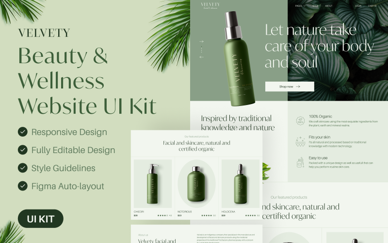 Velvety - Beauty & Wellness Website UI Kit UI Element