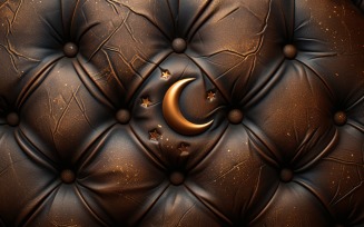 Ramadan greeting banner Golden Moon On Leather Background 01