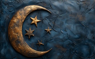 Ramadan greeting banner Golden Moon On Leather Background 08