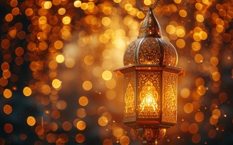 Ramadan greeting banner Golden Moon On Leather Background