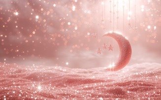 Ramadan design peach colours glitter with moon and stars