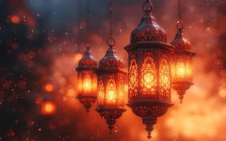 Ramadan Kareem greeting banner design with Golden lantern
