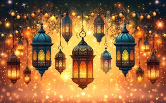 Ramadan Kareem greeting banner design with lantern 02