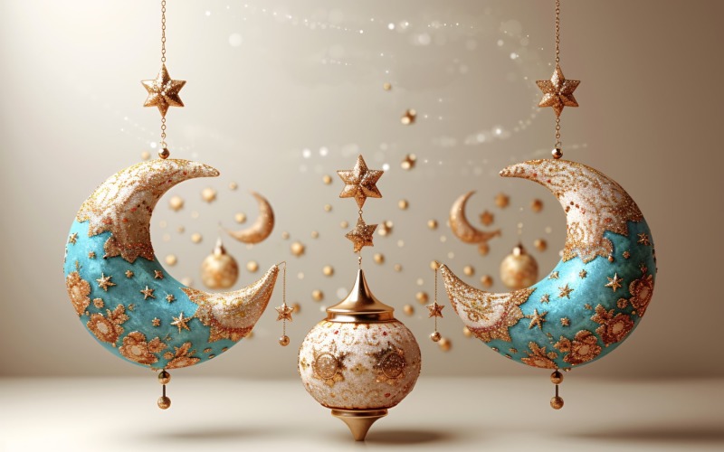 Ramadan Kareem greeting banner design with lantern 06 Background