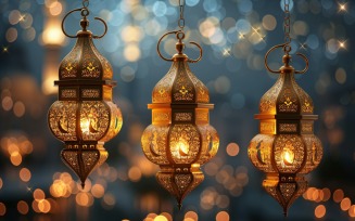 Ramadan Kareem greeting banner design with lantern 07
