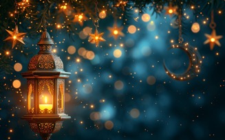 Ramadan Kareem greeting banner design with lantern & moon 02