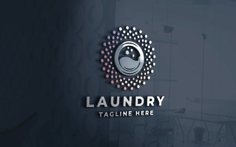 Laundry Clean Service Tech Logo Logo Template