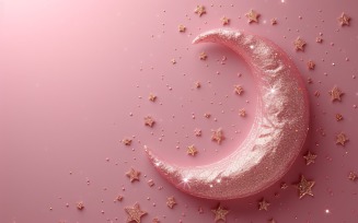 Ramadan Kareem design pastel Pink colours glitter with moon 01