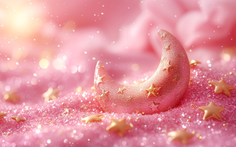 Ramadan Kareem design pastel Pink colours glitter with moon 02 Background