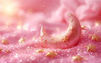 Ramadan Kareem design pastel Pink colours glitter with moon 02