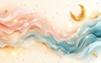 Ramadan Kareem design with pastel color & moon with glitters