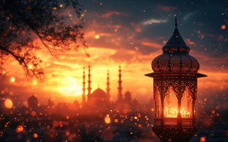 Ramadan Kareem greeting banner design with lantern 09