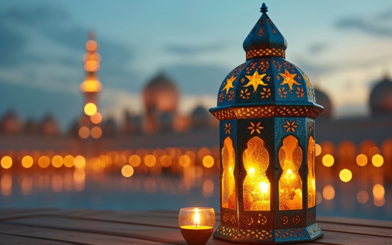 Ramadan Kareem greeting banner design with lantern 10 Background
