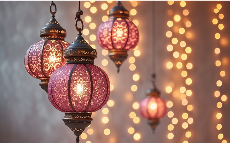 Ramadan Kareem greeting banner design with lantern 11 Background