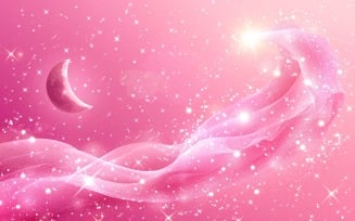 Ramadan Kareem greeting design pastel Pink moon with glitter