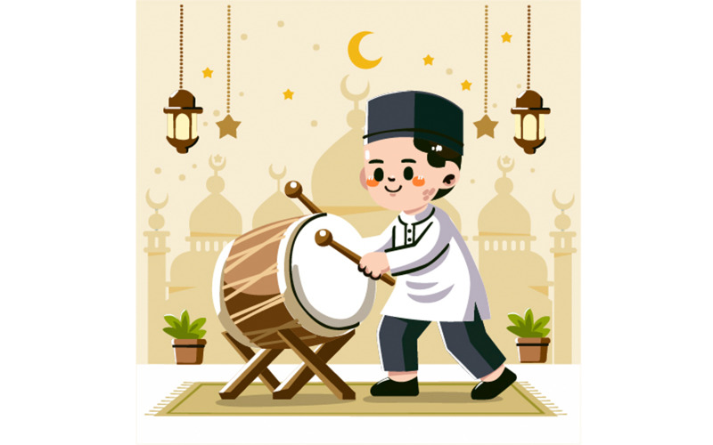 Eid Fitr Illustration with a Man