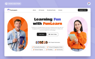 FunLearn - Online Course Hero Section Figma Template