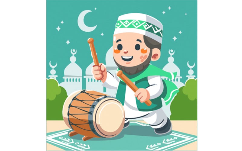 Hand Drawn Eid Fitr Background Illustration