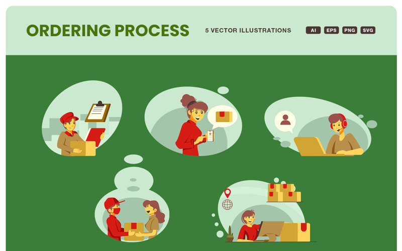 Ordering Process Illustration Set