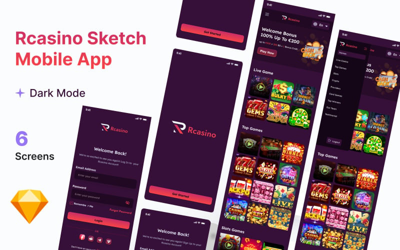 Rcasino - casino Mobile Sketch App Templates Sketch Template