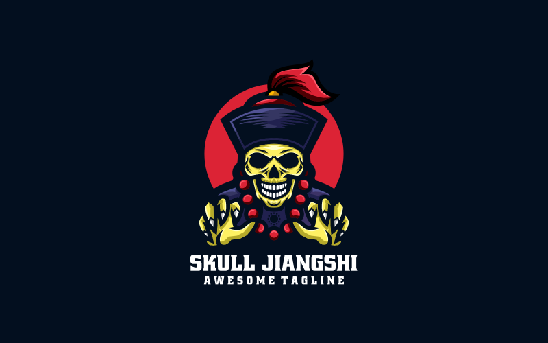 Skull Jiangshi Mascot Cartoon Logo Logo Template