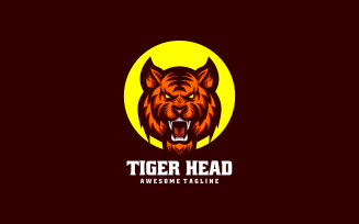 Tiger Head Simple Mascot Logo 3