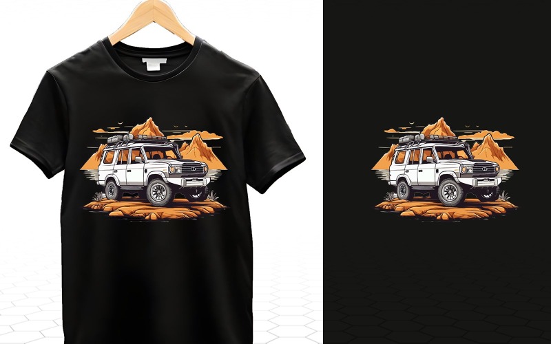 Vector Mountain Off-Road modern car t shirt design Vector Graphic