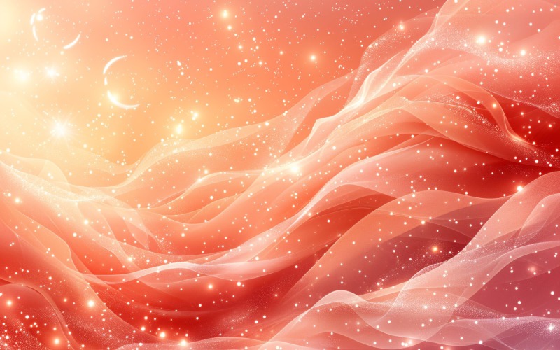 Ramadan banner design wih peach colours glitter and stars Background