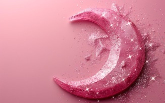 Ramadan Kareem design pastel Pink colours glitter with moon 03