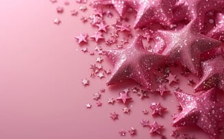 Ramadan Kareem greeting banner design with glitter star on pink background