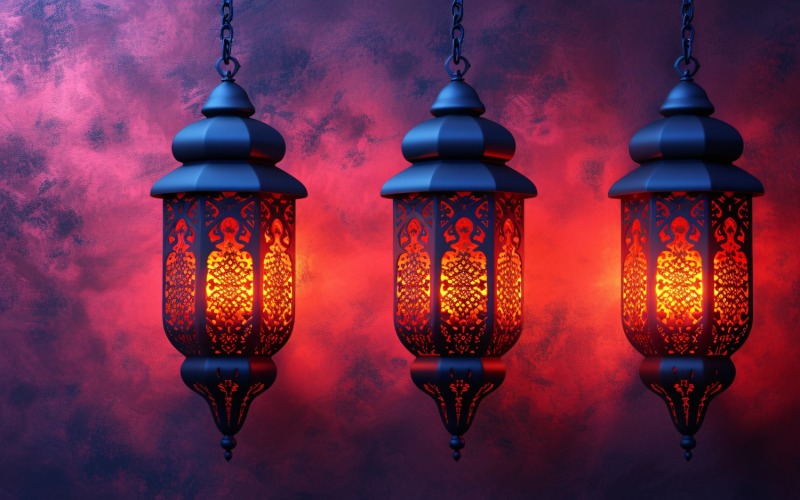 Ramadan Kareem greeting card banner design with lantern & smoky Background
