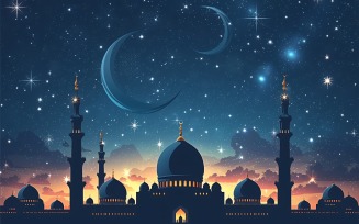 Ramadan Kareem greeting card banner poster design with moon & mosque .