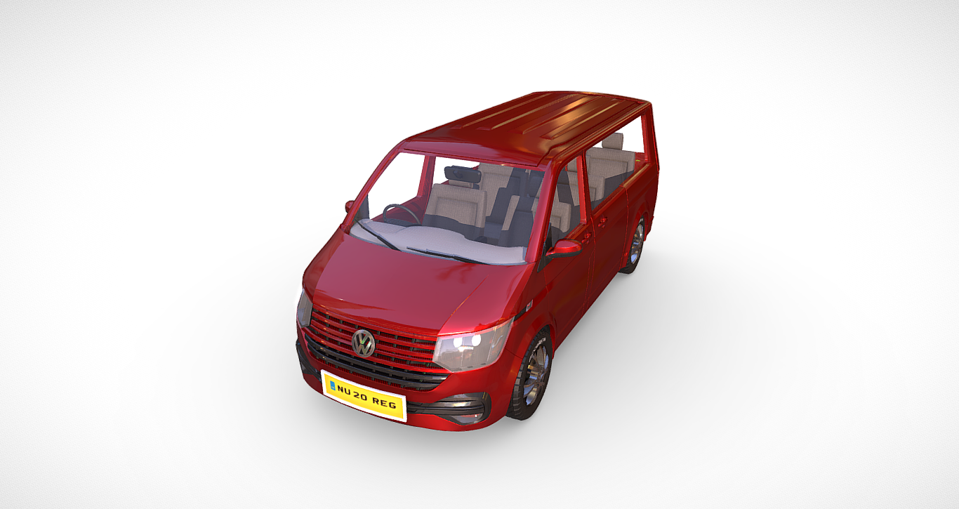 Volkswagen Caddy Van (Red): Dynamic 3D Model for Professional Visualization