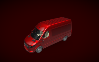 Mercedes-Benz Sprinter 2021 (Red): Dynamic 3D Model for Professional Visualization