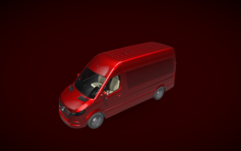 Mercedes-Benz Sprinter 2021 (Red): Dynamic 3D Model for Professional Visualization