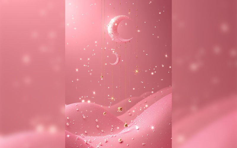 Ramadan Kareem greeting card poster design with moon & star Background