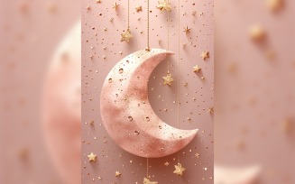 Ramadan Kareem greeting card poster design with moon & star background