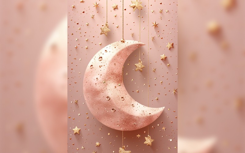 Ramadan Kareem greeting card poster design with moon & star background Background