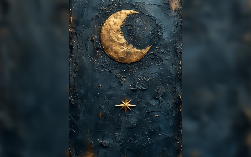 Ramadan Kareem greeting poster design with golden moon and star on the leather background 01 Background