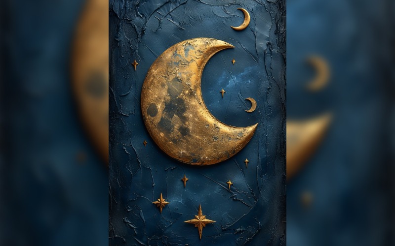 Ramadan Kareem greeting poster design with golden moon and star on the leather background 04 Background