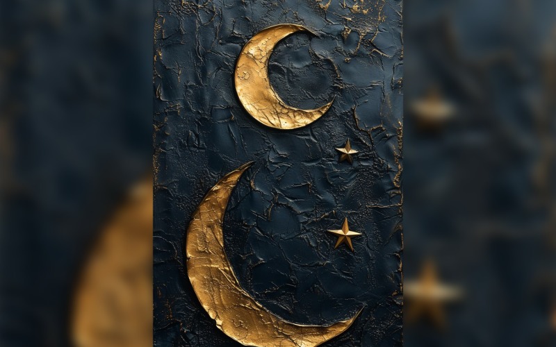 Ramadan Kareem greeting poster design with golden moon and star on the leather background Background