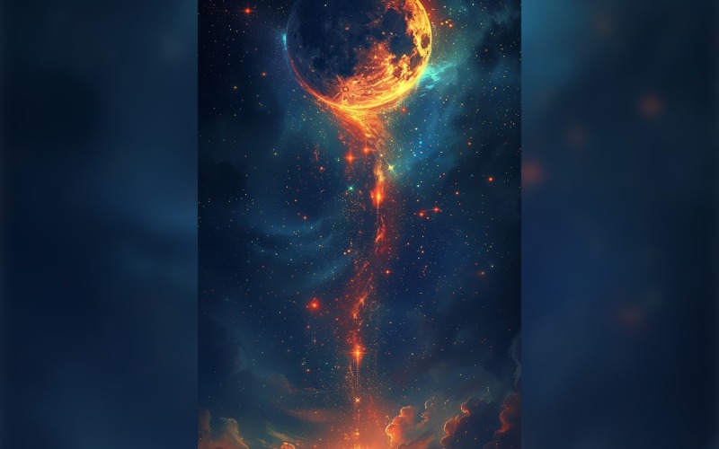 Ramadan Kareem greeting poster design with moon & cloud Background